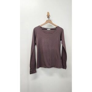 Crossley Long Sleeve Top Womens M Mauve Brown Cotton Made in Italy Luxury Basic